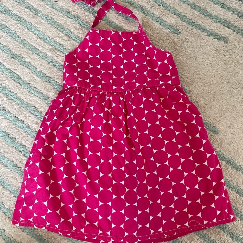 EUC Old Navy pink polka dot halter dress